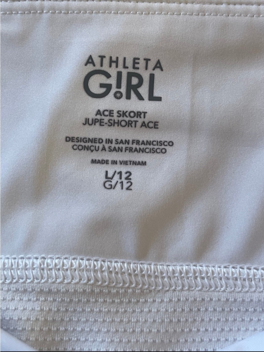 ATHLETA Girl Ace Skort Jupe-Short Ace Sporty
Skort White Size 12 - Picture 5 of 10
